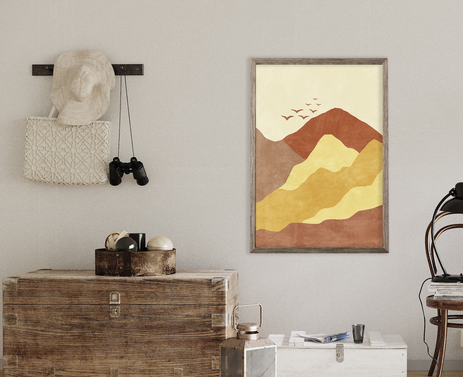 Boho Mountain Art Print Abstract Landscape Wall Art Etsy UK