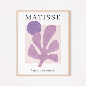 Matisse print, Lilac purple wall art, Apartment decor, Pastel abstract floral poster, Minimalist wall decor, Trendy wall art Printable