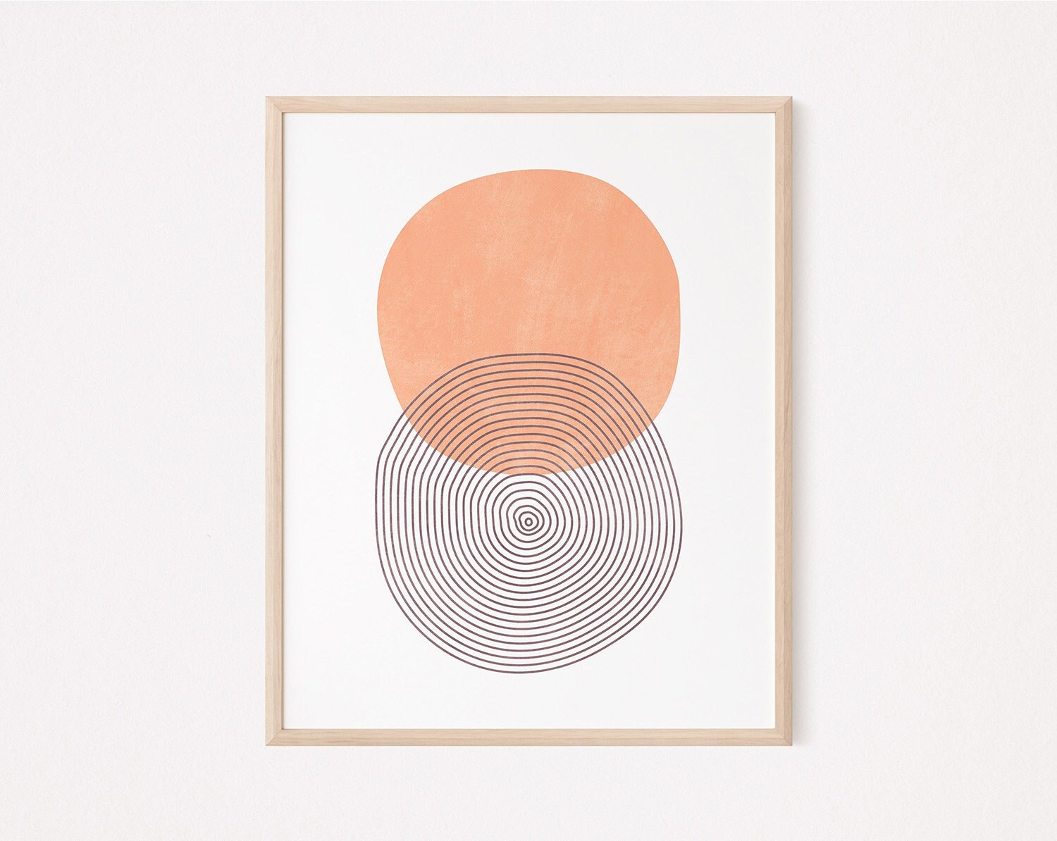 Peach wall art, Mid Century modern wall art, Abstract orange and brown circles print, Minimalist wall art, Boho trendy wall art