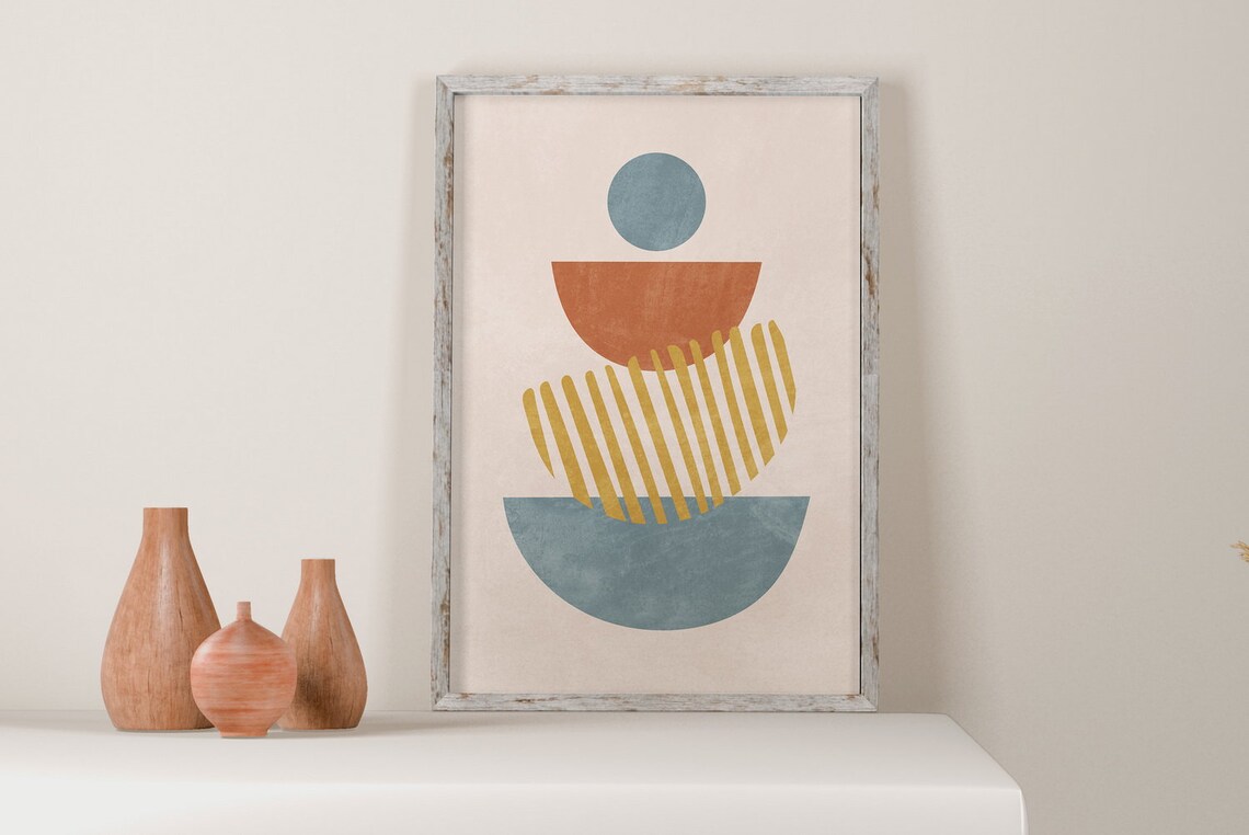 Mid Century Modern Wall Art Set of 3 Prints Terracotta and | Etsy