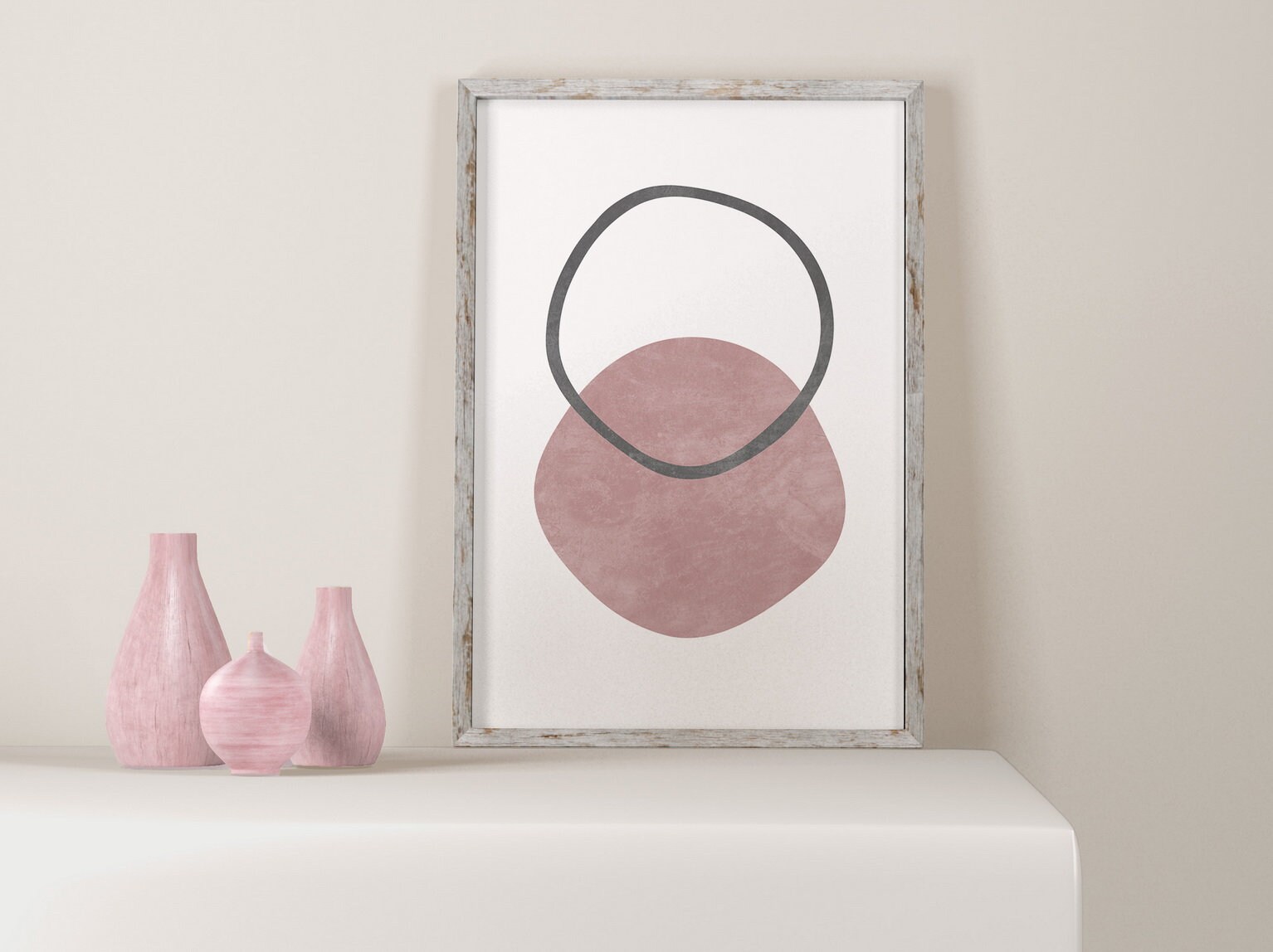 Blush Pink Wall Art Set of 2 Prints Mid Century Modern Art - Etsy