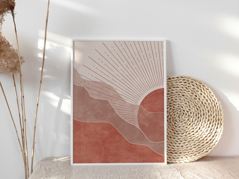 Sun and Moon Wall Art Set of 3 Prints, Terracotta Decor, Modern Boho ...