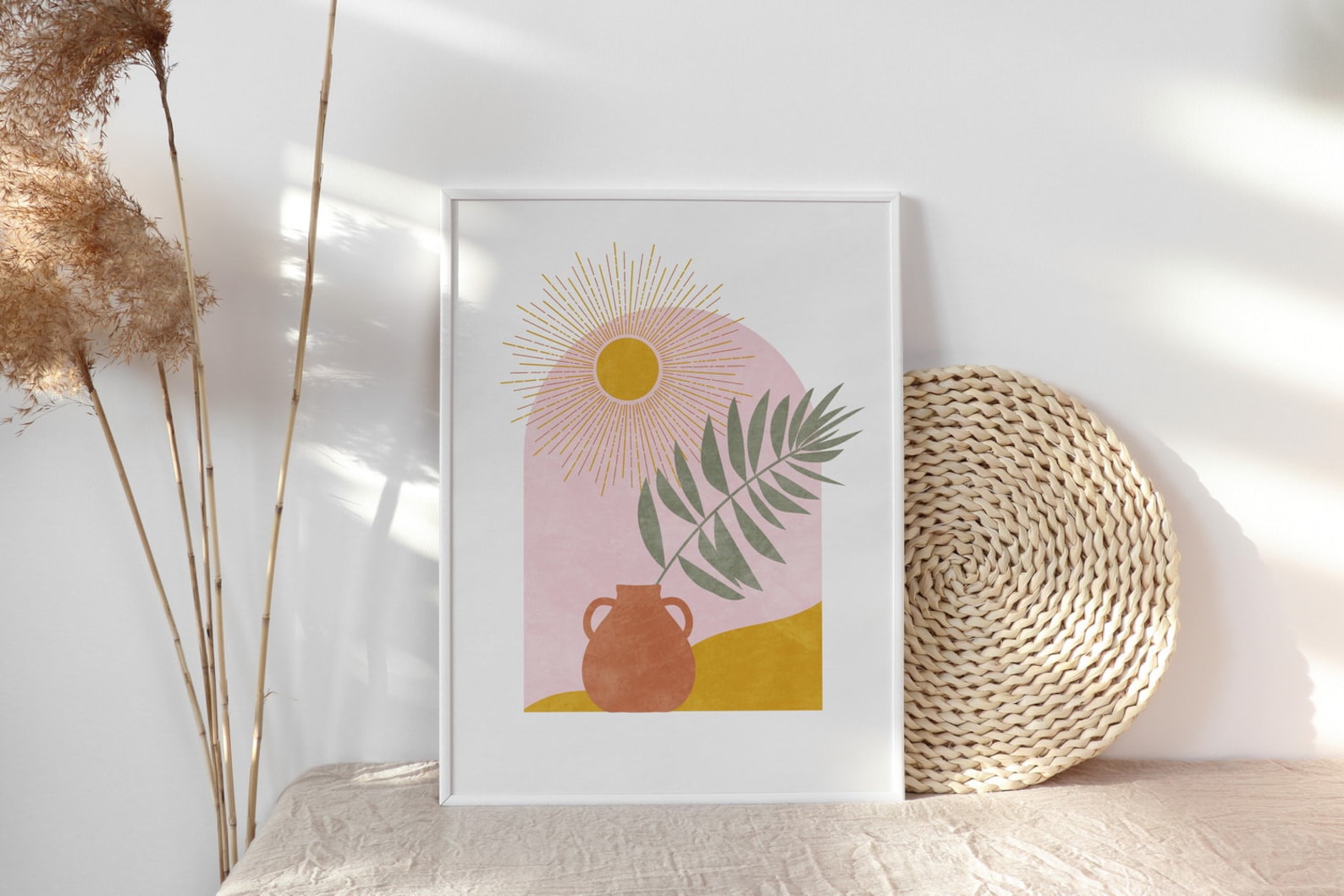 Boho Printable Wall Art Mustard Yellow Sun Wall Art Mid Etsy