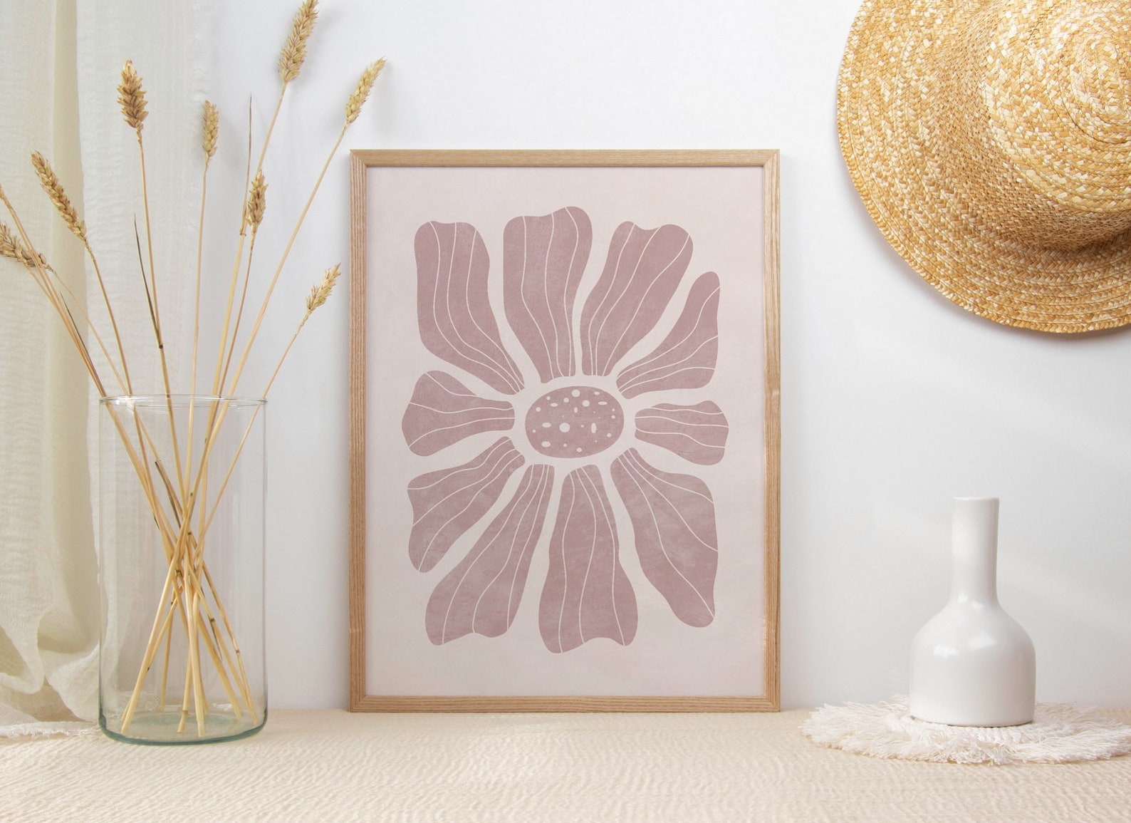 Blush Pink Wall Art Boho Wall Art Printable Abstract Floral - Etsy