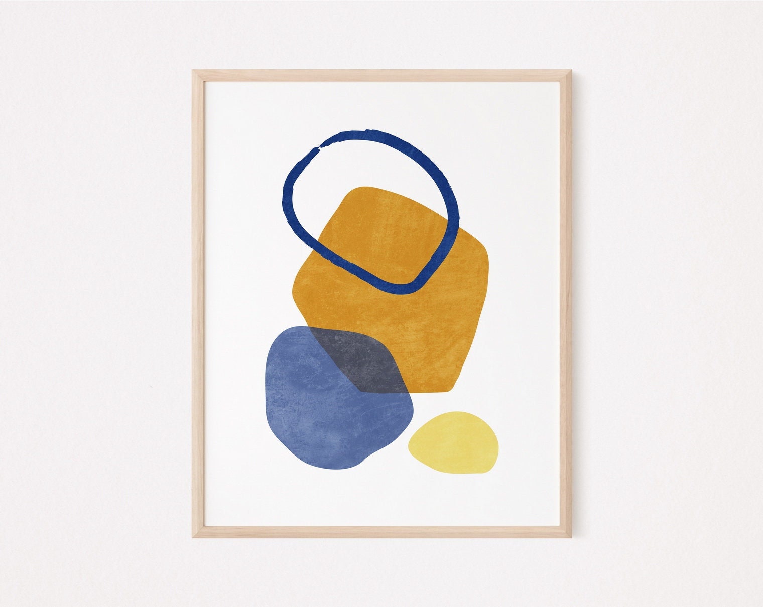 Mid Century Modern Wall Art Print Yellow Blue Wall Art Etsy