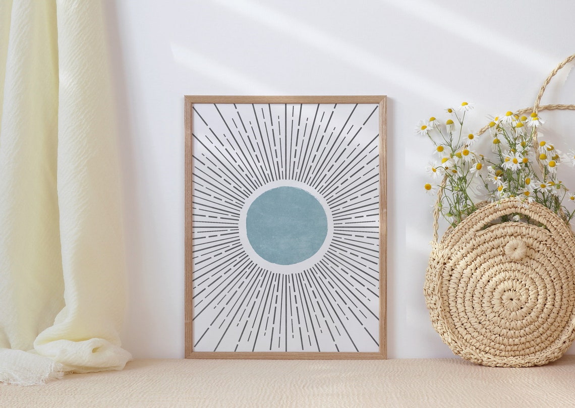 Boho Gallery Wall Set of 6 Prints Light Blue and Grey Wall - Etsy