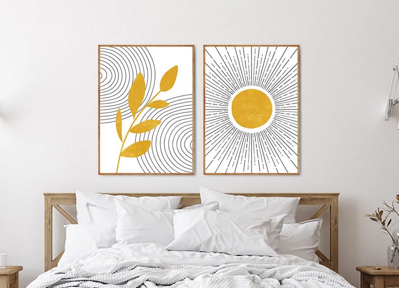 Mid Century Modern Gallery Wall Set of 6 Prints Mustard Etsy