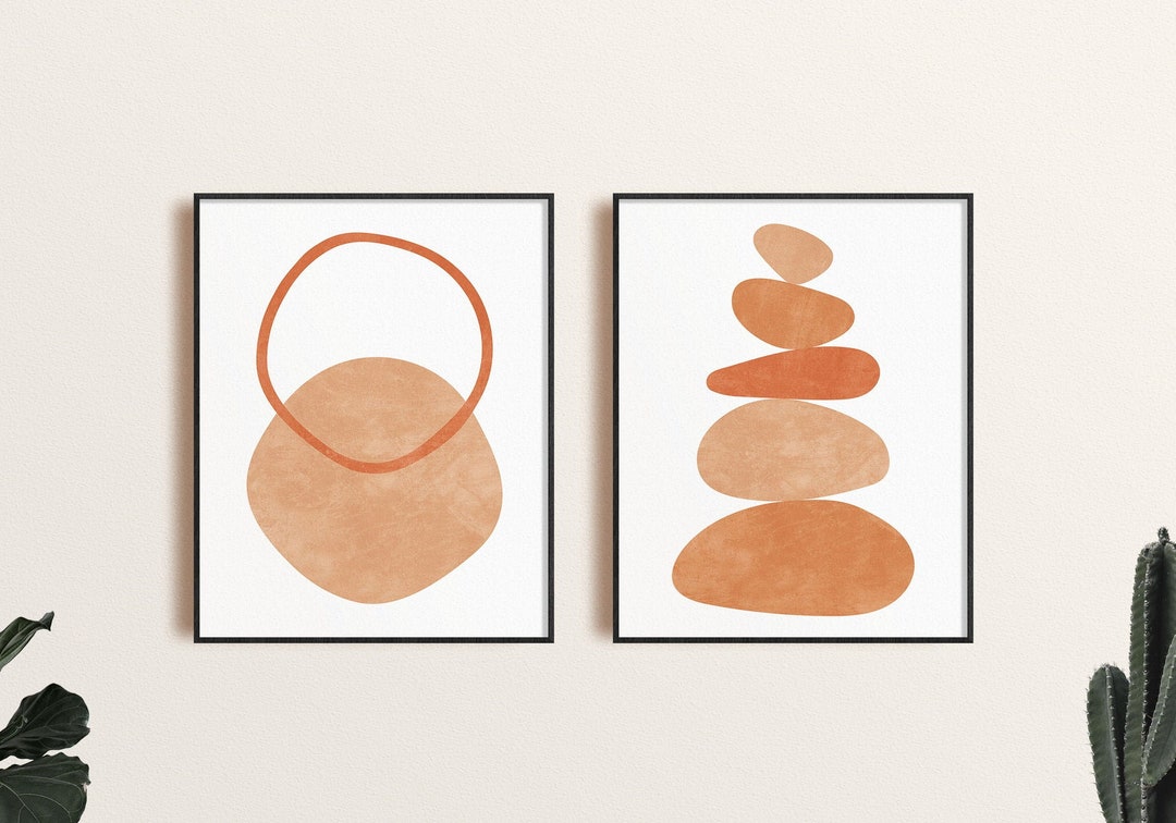 Terracotta Wall Art Set of 2 Prints, Mid Century Modern Art, Boho Wall ...