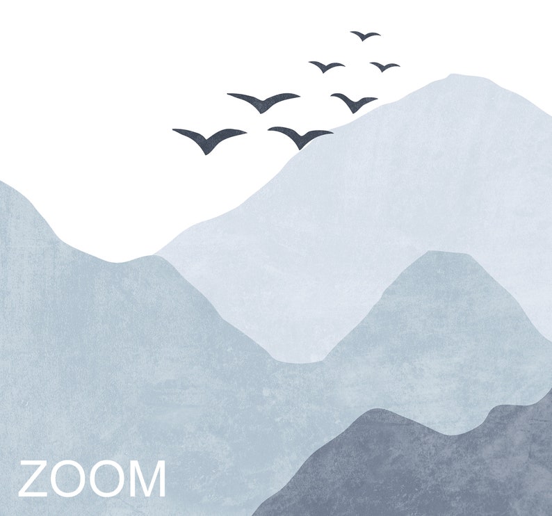 Blue Mountain Art Print Abstract Landscape Wall Art Blue Etsy