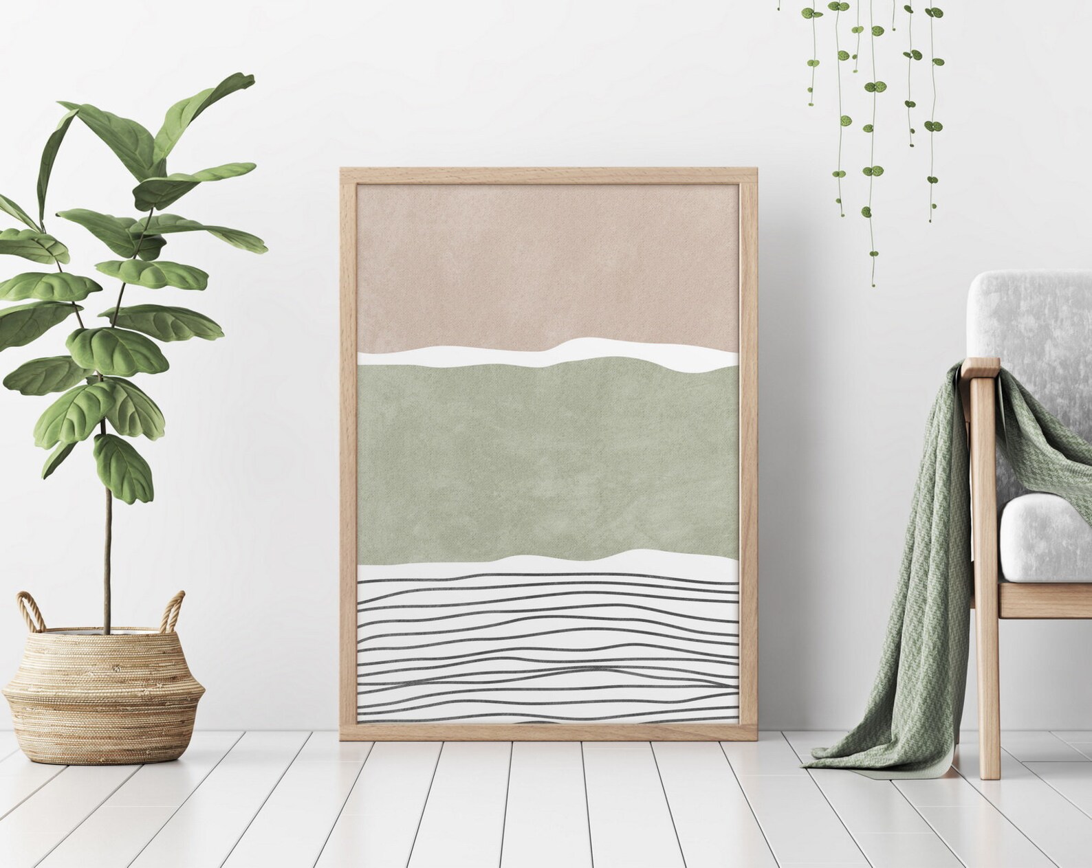 Modern Abstract Art Print Sage Green and Blush Pink Wall Art Etsy UK