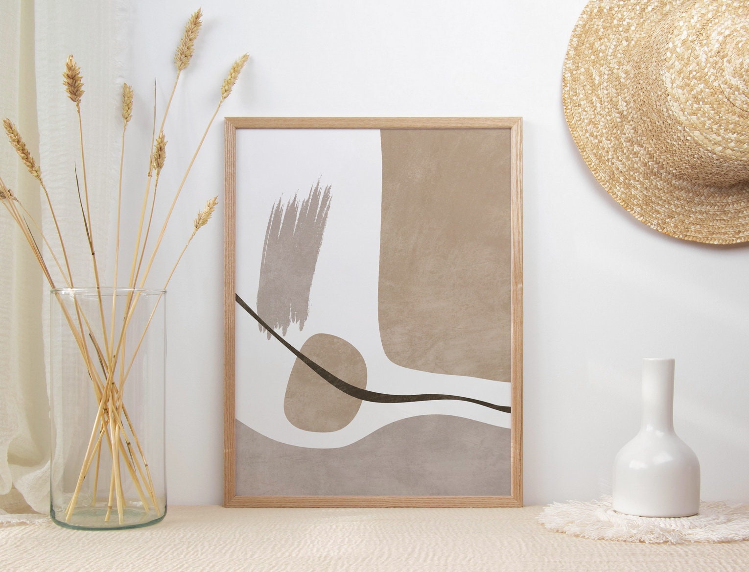 Earth Tone Wall Art Set of 2 Prints, Mid Century Modern Wall Art ...