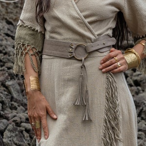 BOHO BELT ꧁Kayame꧂ 2 Colors: Brown & Grey • Women vegan leather belt • Vegan belt • Vegan leather belt • Women wide belt • Western belt