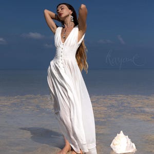 WHITE GODDESS DRESS ꧁Kayame꧂ Goddess dress • Greek goddess dress • Boho wedding dress • Grecian dress • White maxi dress • White cotton