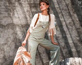 LINEN JUMPSUIT ꧁kayame꧂ Overalls Women • Boho Jumpsuit