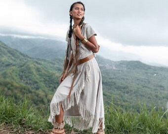 Lniana sukienka boho ꧁Kayame꧂ Letnia sukienka boho • Sukienka piknikowa boho • Organiczna sukienka ciążowa • Sukienka festiwalowa hipisowska • Odzież boho damska