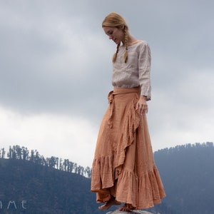Wrap maxi organic cotton skirt • Long boho skirt • Organic skirt • Bohemian skirt • Boho maxi skirt