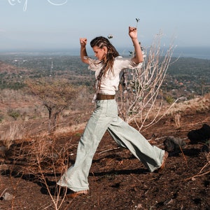BOHO PANTS ꧁Kayame꧂ Bohemian pants women • Linen baggy harem pants • Palazzo wide leg loose trousers • Sustainable boho clothing