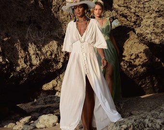 BOHO DRESS ꧁kayame꧂ White Goddess Dress • Greek Goddess Dress