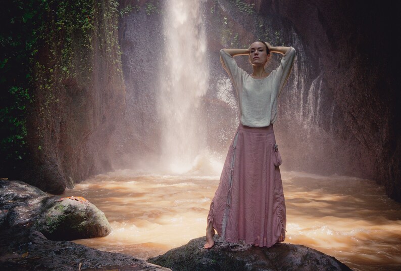 Boho maxi linen skirt \u2022 Bohemian skirt \u2022 Renaissance skirt \u2022 Organic gypsy skirt \u2022 Victorian skirt linen