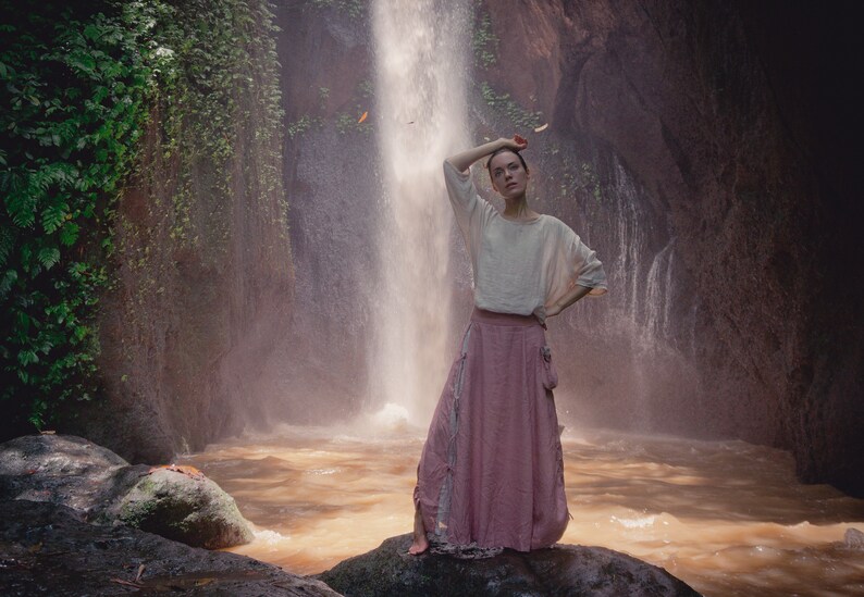 Boho maxi linen skirt \u2022 Bohemian skirt \u2022 Renaissance skirt \u2022 Organic gypsy skirt \u2022 Victorian skirt linen