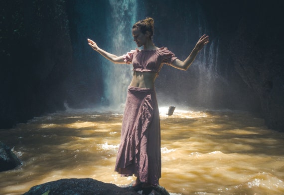 SET: SKIRT + TOP ꧁Kayame꧂ Organic cotton wrap skirt • Crop top • Gypsystyle clothing • Goddess dress • Fairy dress • Organic clothes