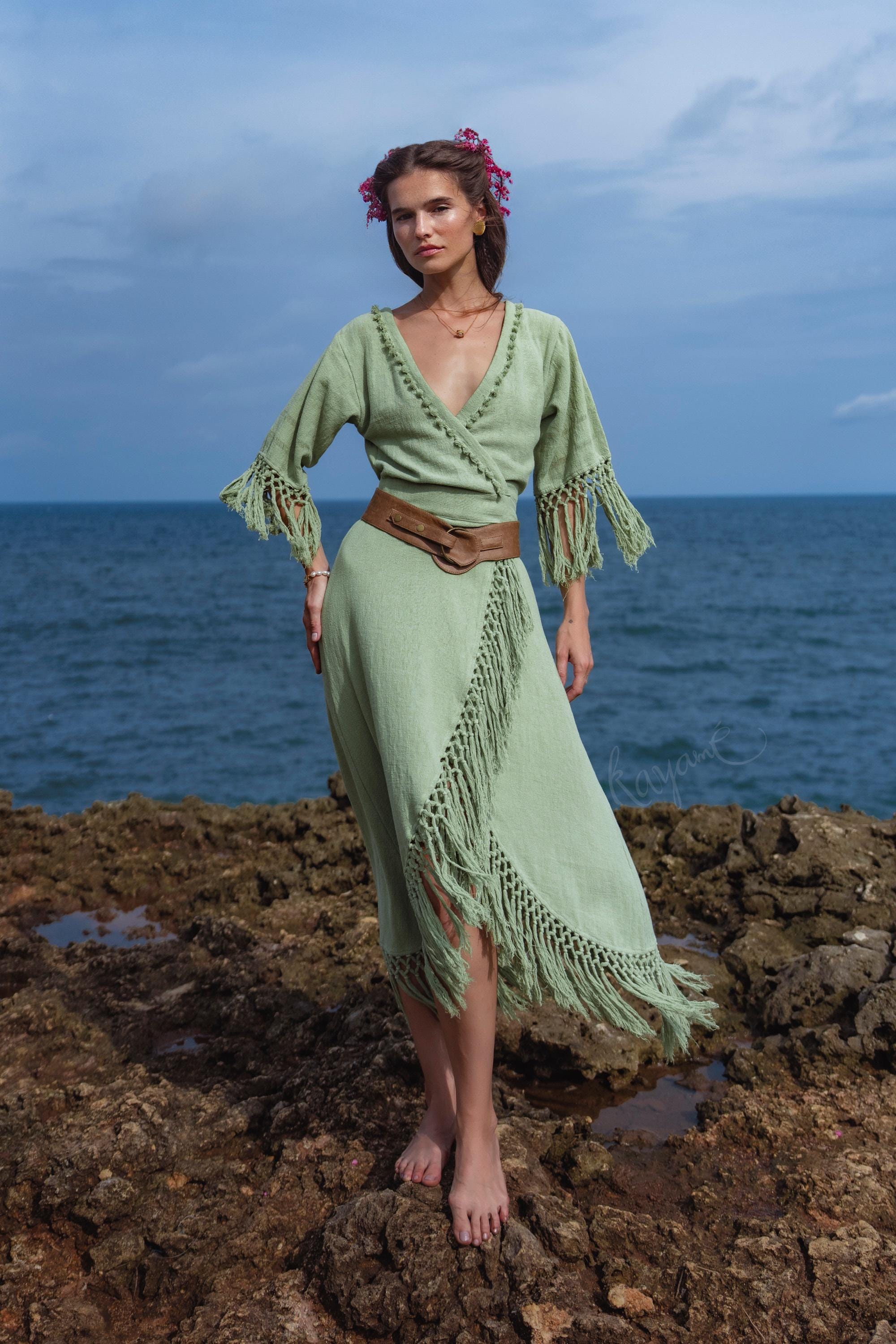 Sage Green Dress With Fringe - Etsy Sage Green Dress With Fringe - Etsy