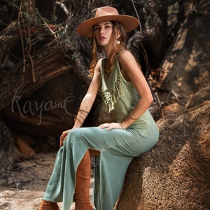 Organic Ombre Fringe Dress • Botanical Dye, Open Back, Sage Goddess Style image 9