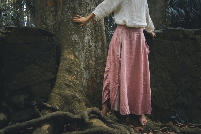 Boho maxi linen skirt \u2022 Bohemian skirt \u2022 Renaissance skirt \u2022 Organic gypsy skirt \u2022 Victorian skirt linen