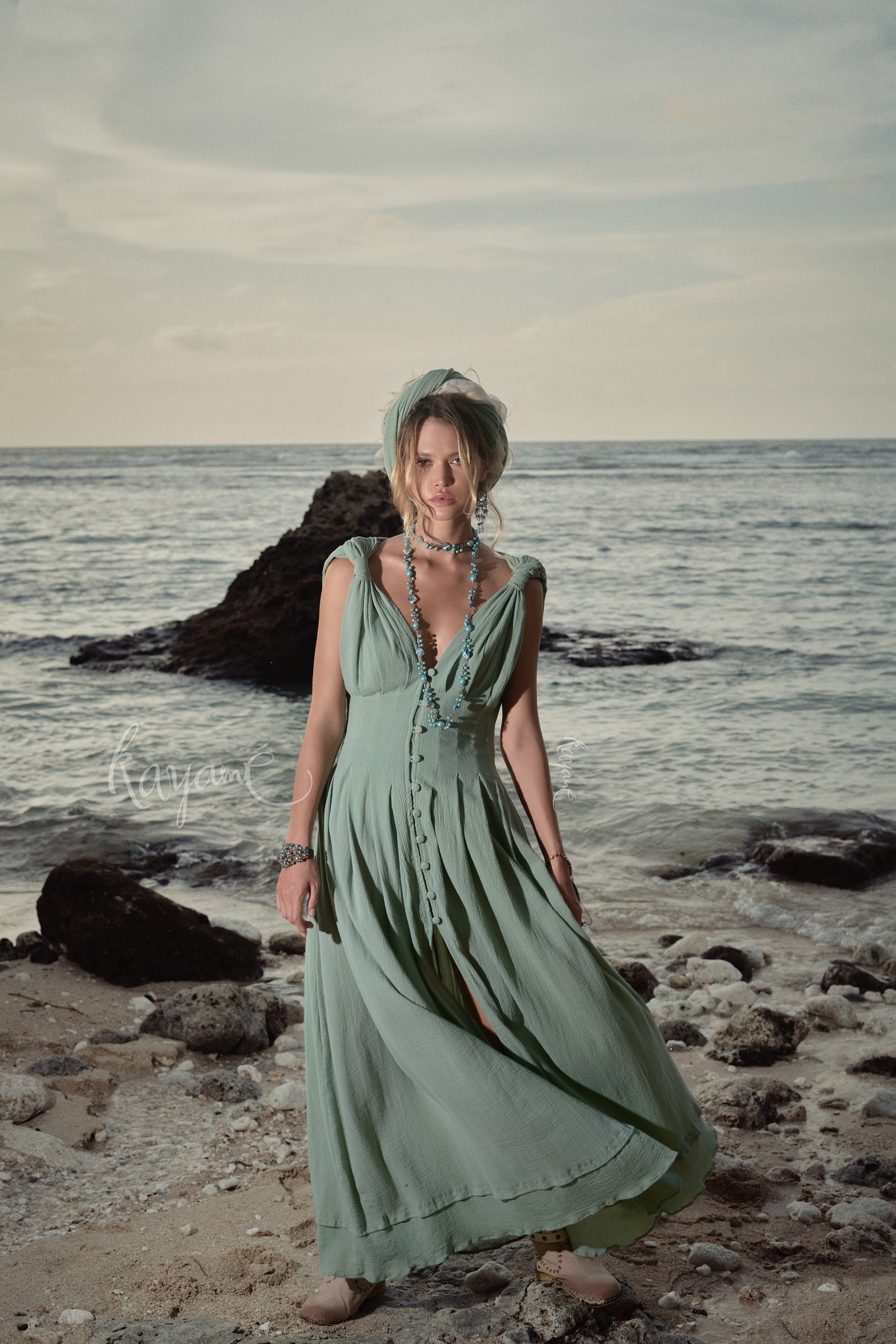 SAGE dress Kayame Greek goddess dress * Green corset dress * Green prom dress * Boho maxi dress * Green gown * Grecian dress SAGE Green