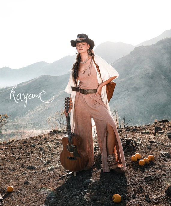LINEN JUMPSUIT ꧁kayame꧂ Wide Leg Jumpsuit • Bohemian Jumpsuit 