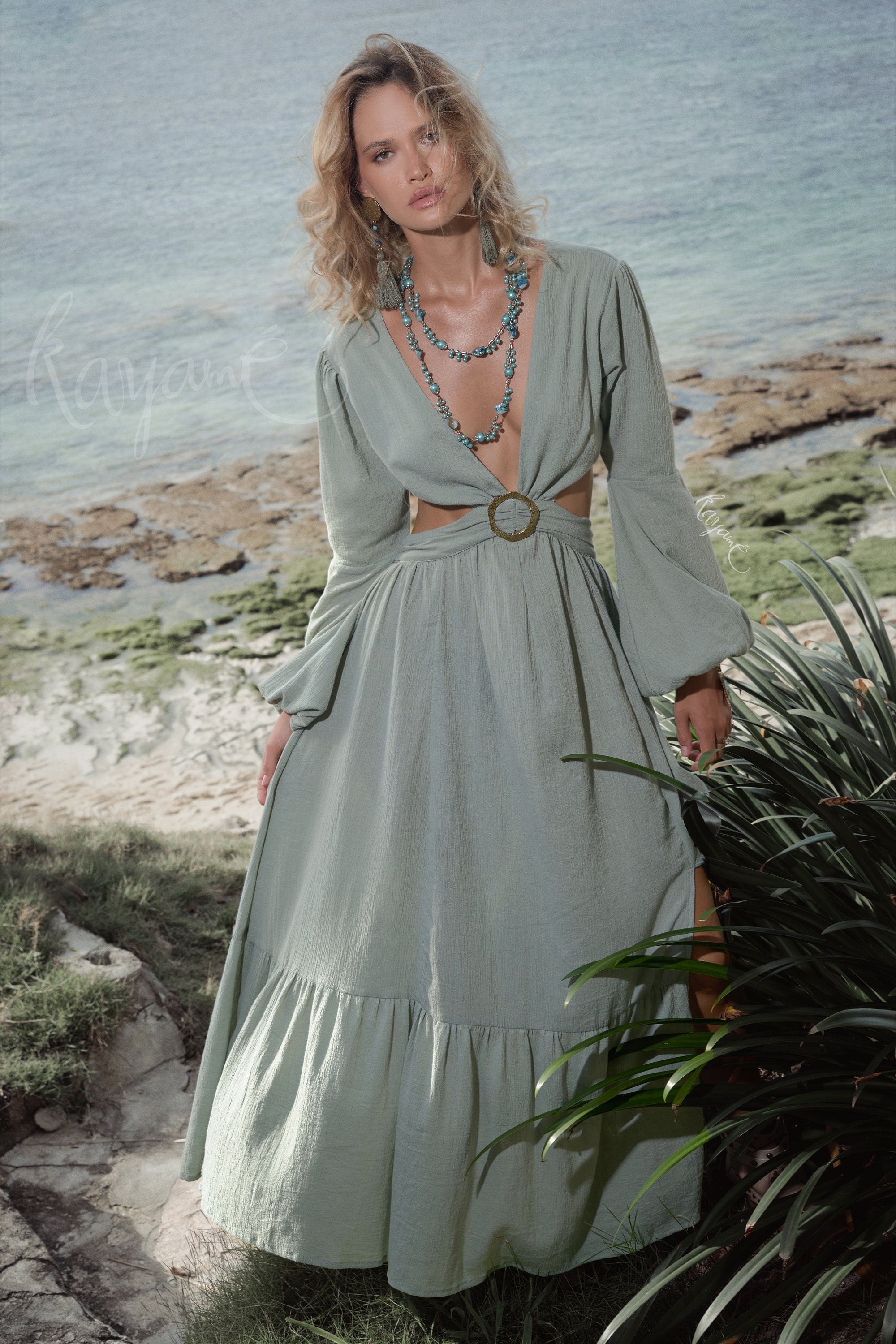 beach wedding dresses bridesmaid Two-Piece Lace and Chiffon Long Bridesmaid Dress for Beach Weddings –  Lovedreamdress main image 1