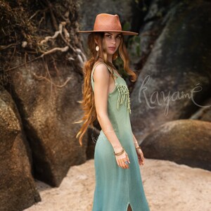 Organic Ombre Fringe Dress • Botanical Dye, Open Back, Sage Goddess Style image 8