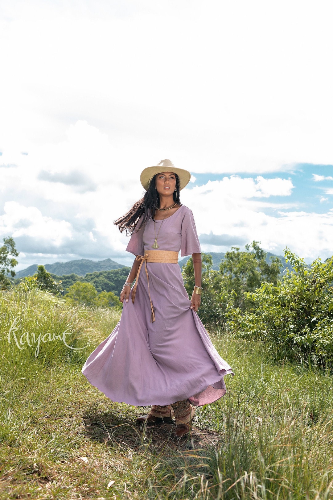 lavender boho maxi dress Boho Maxi Dress, Sundress, Wild Floral in Purple Lavender, pink / S