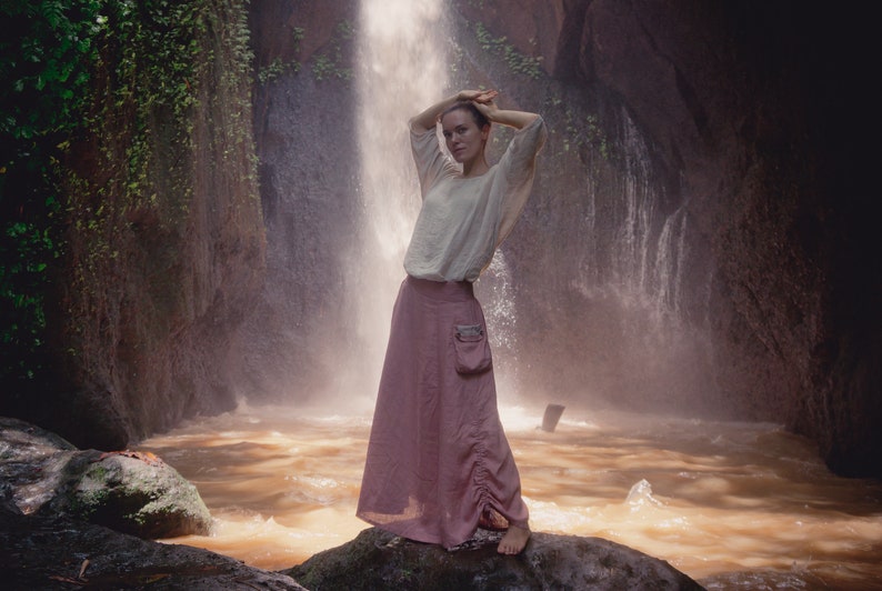 Boho maxi linen skirt \u2022 Bohemian skirt \u2022 Renaissance skirt \u2022 Organic gypsy skirt \u2022 Victorian skirt linen