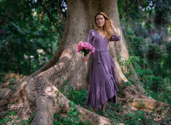 purple wedding guest dress