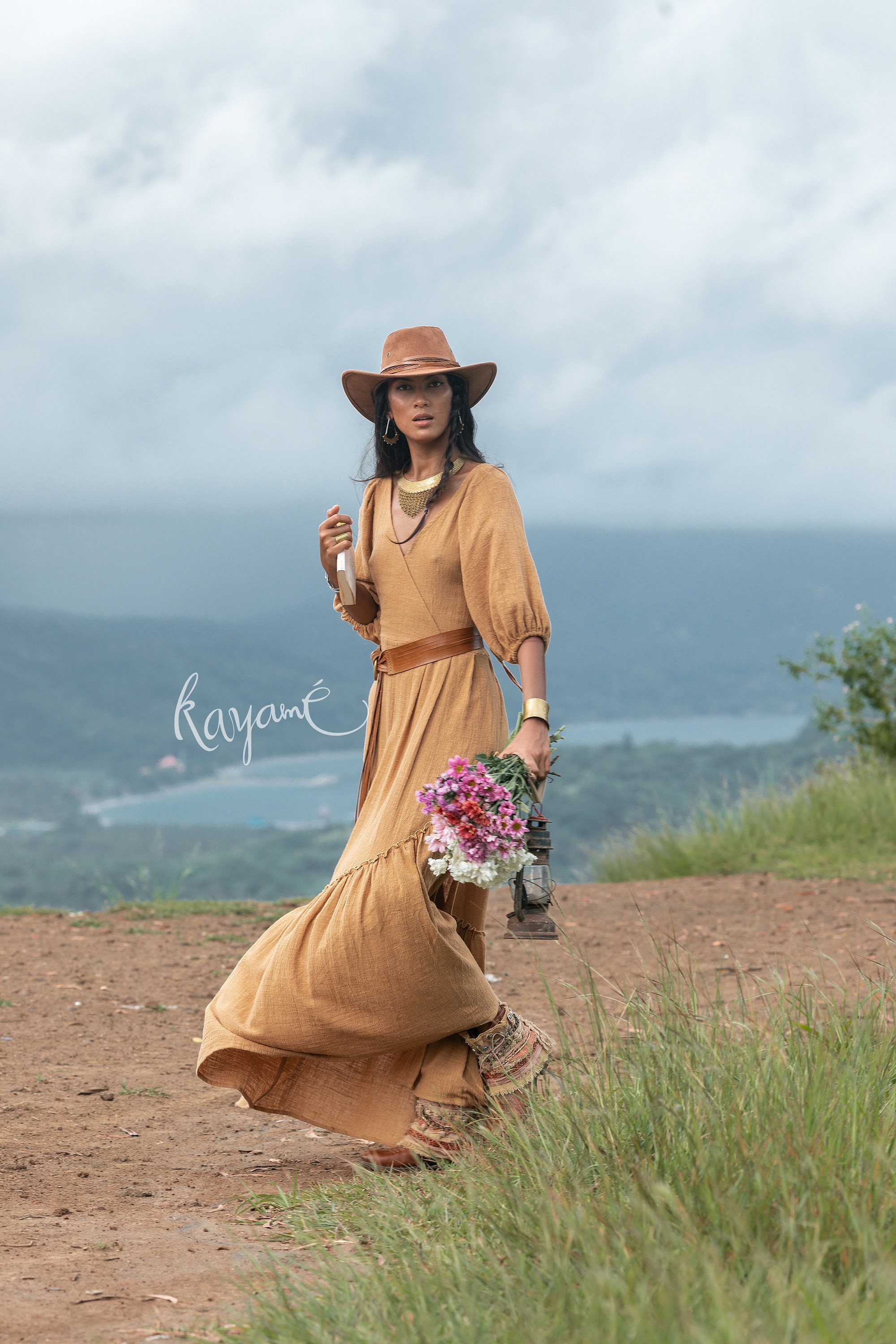 rust boho maxi dress Baltic Born Womens Mariella Tiered Maxi Dress | Navy + Rust
