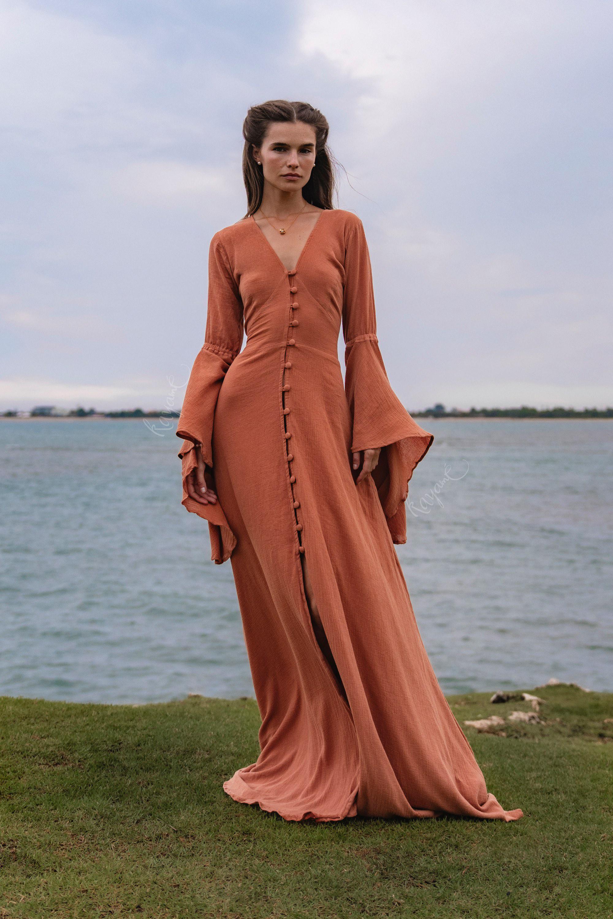 orange brown dress Long Burnt Strapless Corset Gown The side zipper keeps it easy to slip on Burnt Orange Dresses for Weddings