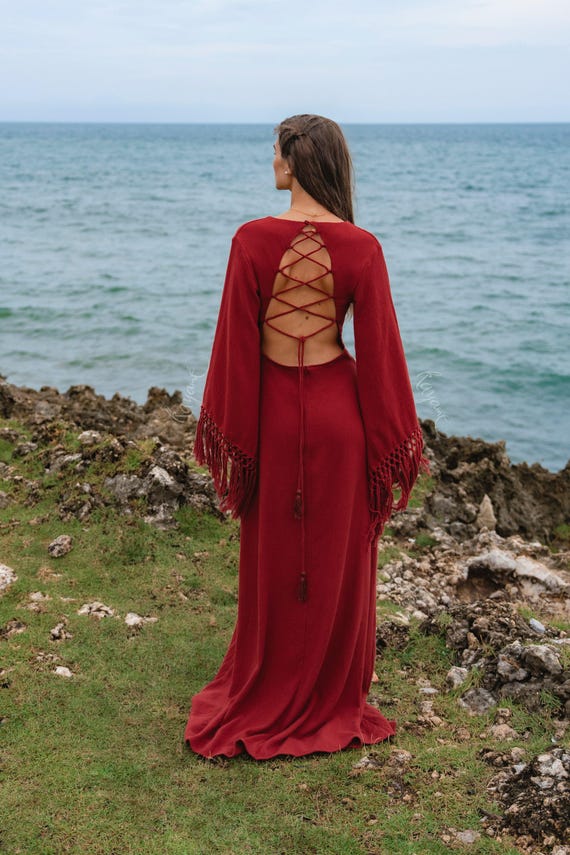 backless goddess dress Tassels Goddess Dress,Bohomian Tassels Wedding Dress,Greek Goddess Dress,Coctail Evening Dress,Off White Beach Dress,Casual Backless Dress