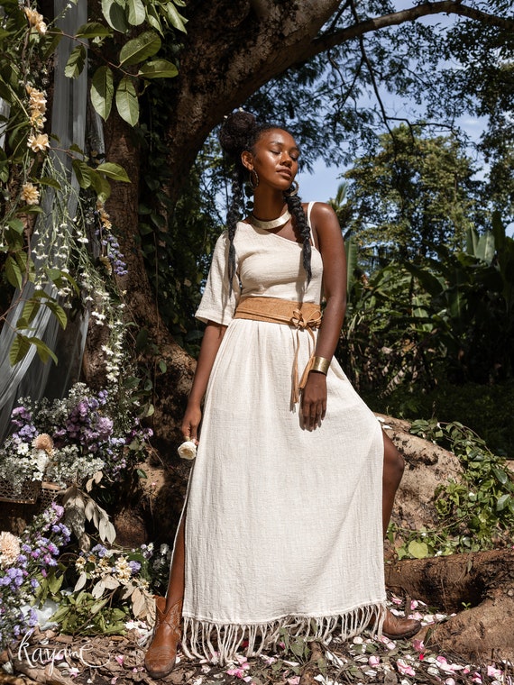 Boho Wedding off Shoulder Dress Organic 