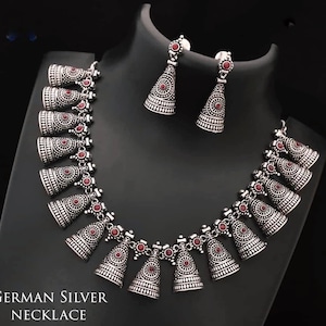 German silver stone necklace
