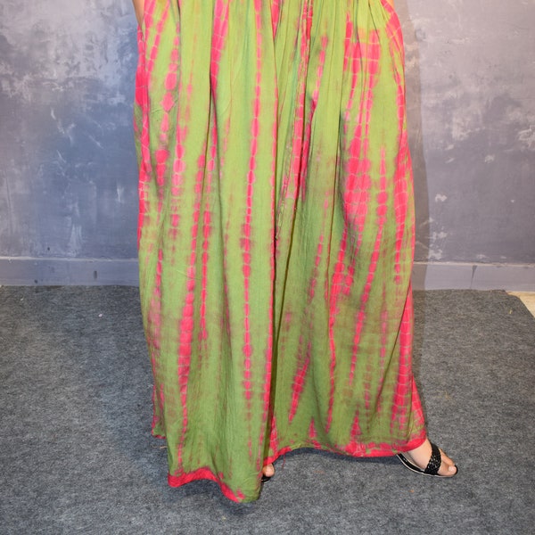 Cathedral Tie Dye Skirt, Skirt Dress - With Pockets - Hand Dyed - Plus SizeWomen Floor Length Skirt Regular Wear Skirts Green And Dark Pink