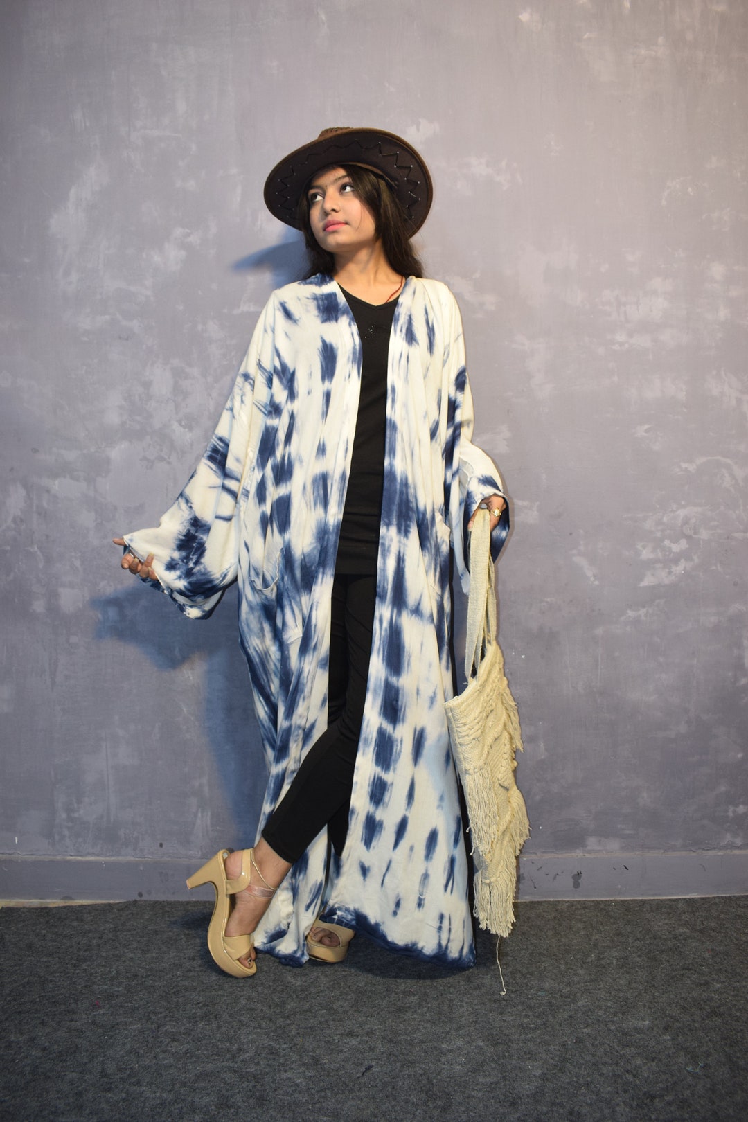 Unisex Organic Blue Robe, Rayon Robe, Hand Dye Robe, Rayon Kimono Robe ...