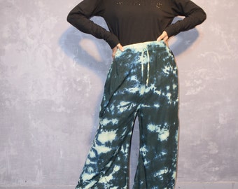 Sky Blue Color Sleep Wear Rayon Pants "WELS" in MAXI Length / Wide Leg Maxi pants / Skirt-Pants