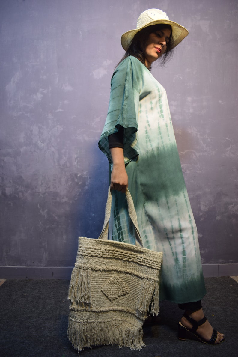 Tie Dye Kaftan - Green/White