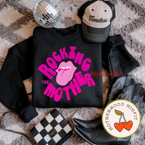 The Rocking Mother PNG, PNG file, digital download, rocker mom png, band design, trending design, motherhood png, sublimation design