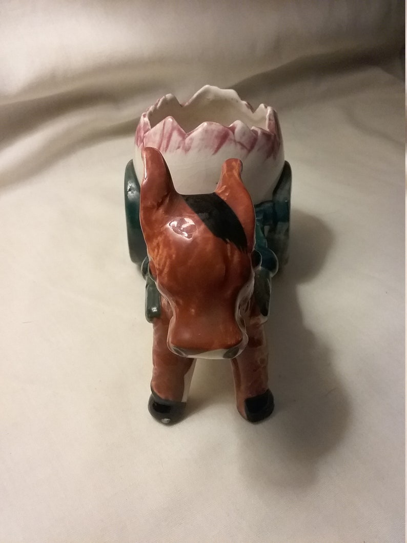 Adorable mid century donkey and cart planter