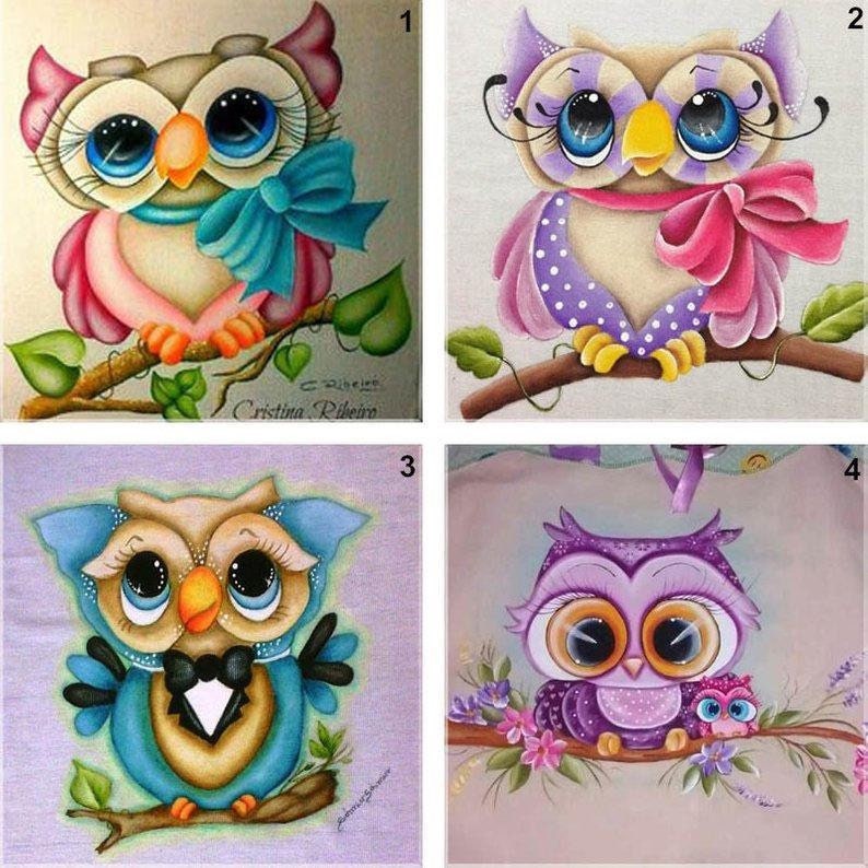 Full Drill 5D Cross Stitch Art Diamond Painting Purple Owl Kit Embroidery Decor 
