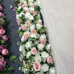 Baby&#39;s Breath White Rose Flower Floral Garland,Wedding Flower Arch,Table Flower Centerpiece,Wedding Flower Arrangement,Wedding Flowers Idear
