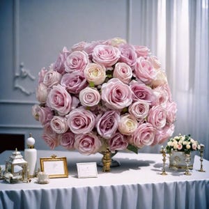 Blush Pink Flower Ball Centerpiece,Wedding Flower Ball,Romantic Wedding Tall Table Centerpiece,Wedding Banquet,Pink Floral Arrangement