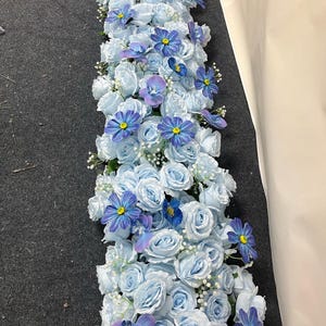 Blue Rose Flower Runner,Wedding Floral Garland,Wedding Flower Row,Ground Background Flowers Arrangemen,Wedding Aisle Decorations